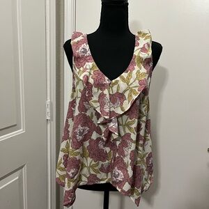 Leith Floral Sleeveless Blouse - Pink and Green